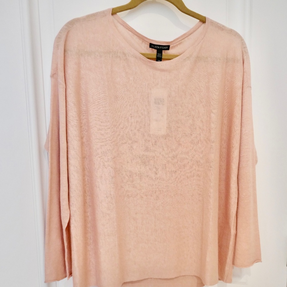 NEVER WORN Eileen Fisher bateau neck box-top in lightweight organic linen cotton